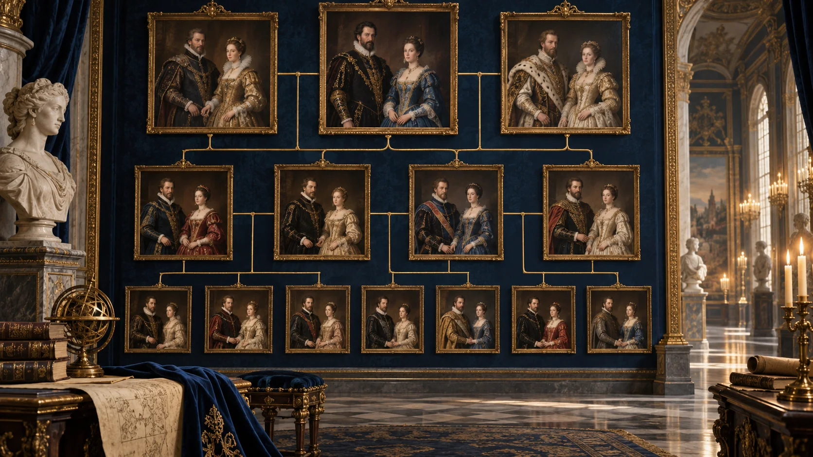 Illustration de mariages dynastiques entre familles royales européennes