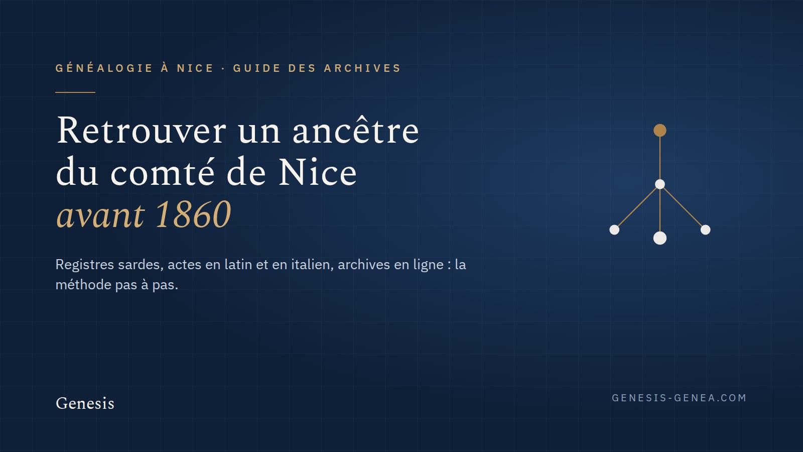 Couverture Genesis : retrouver un ancêtre du comté de Nice avant 1860