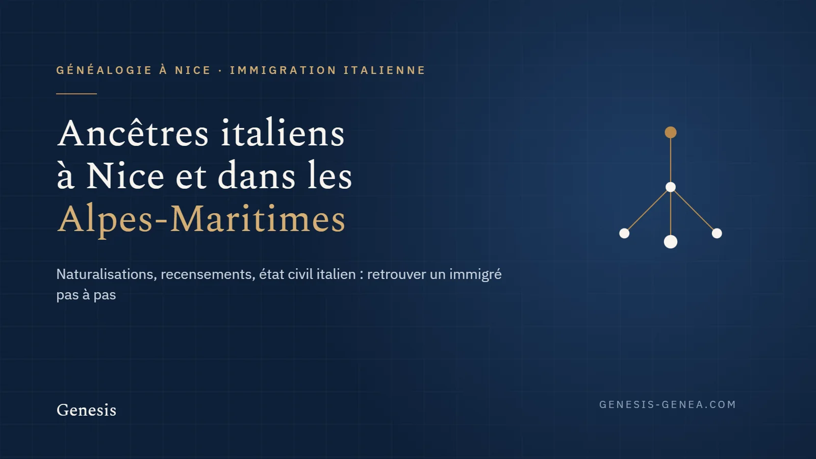 Couverture Genesis : ancêtres italiens à Nice et dans les Alpes-Maritimes, retrouver un immigré dans les archives